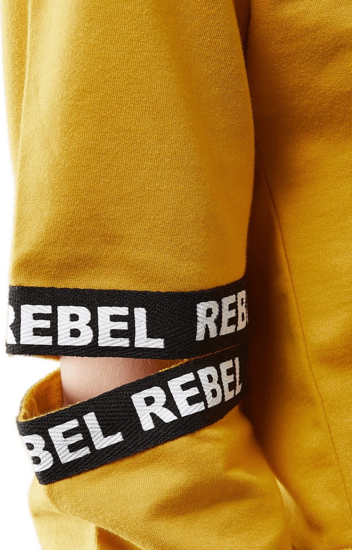 Women's Mustard Yellow Cotton Solid Sweatshirt