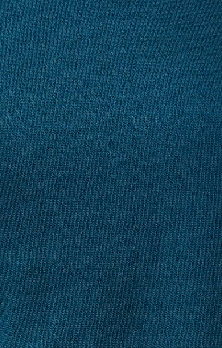 Women's Turquoise Cotton Solid Sweatshirt