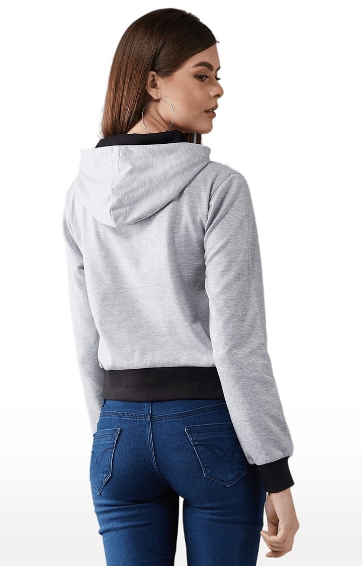 Women's Grey Cotton Typographic Sweatshirt