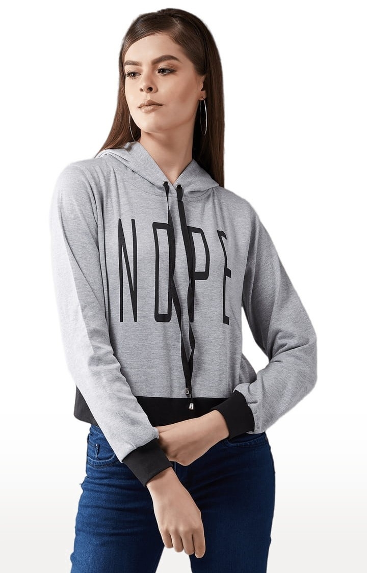 Dolce Crudo | Women's Grey Cotton Typographic Sweatshirt