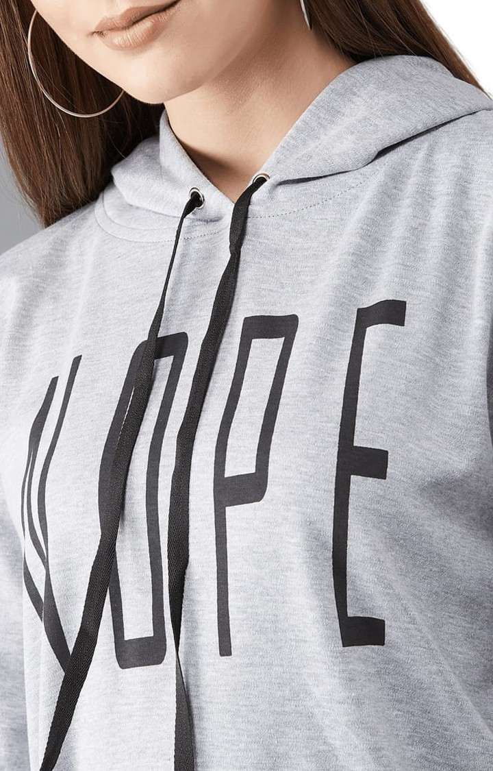 Women's Grey Cotton Typographic Sweatshirt