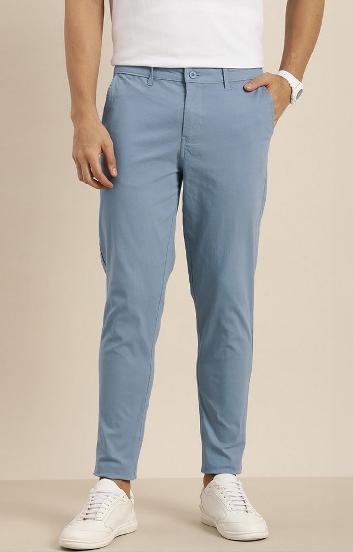 Difference of Opinion | Men's  Blue Solid Angle Length Trouser