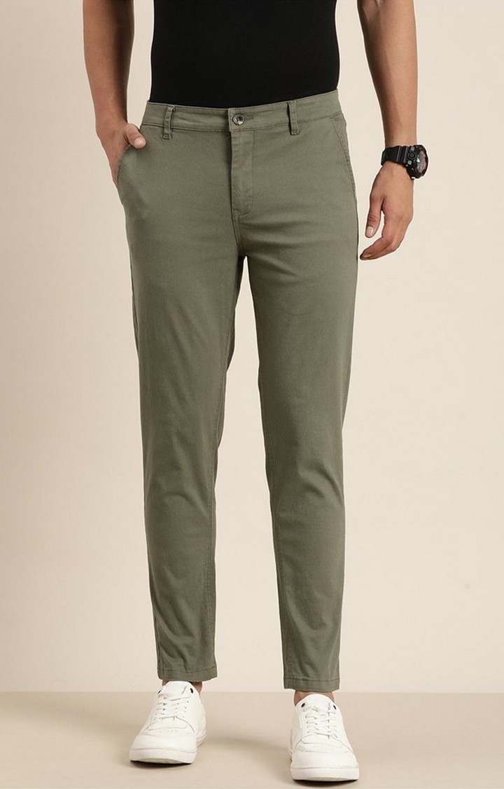Difference of Opinion | Men's  Olive Solid Angle Length Trouser