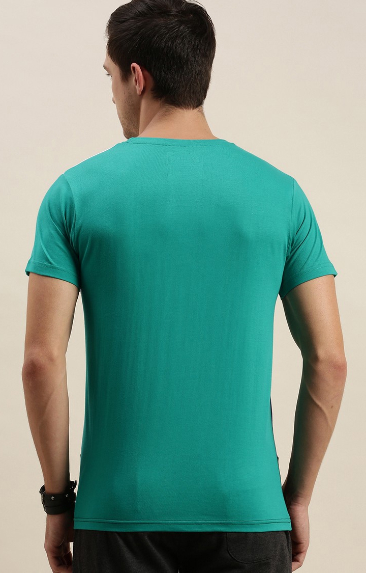 Difference of Opinion | Men's Green Cotton Colourblock Regular T-Shirt 3
