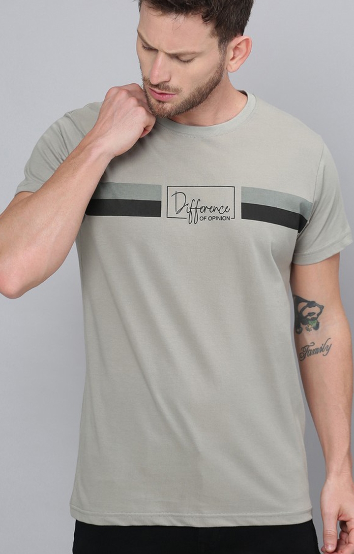 Difference of Opinion | Men's Grey Cotton Printed Regular T-Shirt