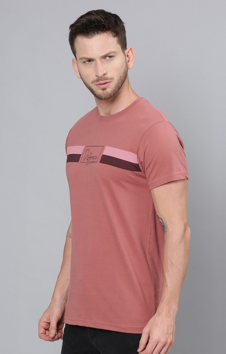 Difference of Opinion | Men's Pink Cotton Typographic Printed Regular T-Shirt 2