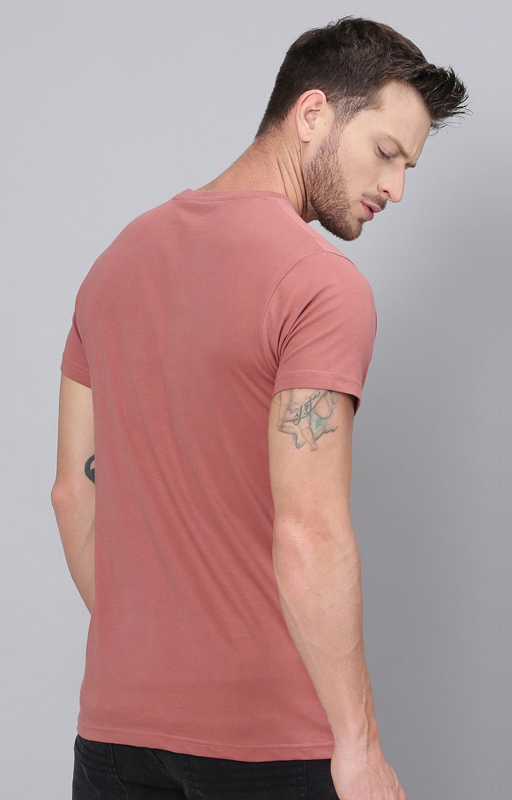 Difference of Opinion | Men's Pink Cotton Typographic Printed Regular T-Shirt 3
