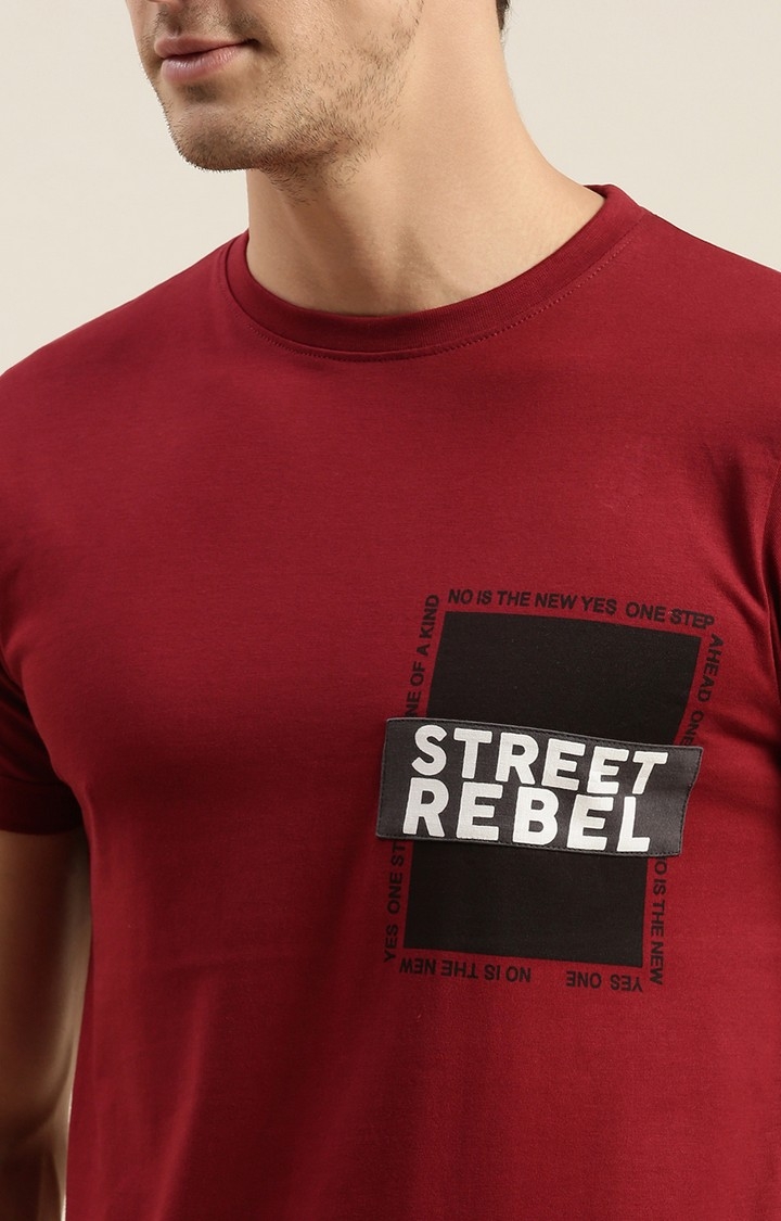 Difference of Opinion | Men's Red Cotton Typographic Printed Regular T-Shirt 4