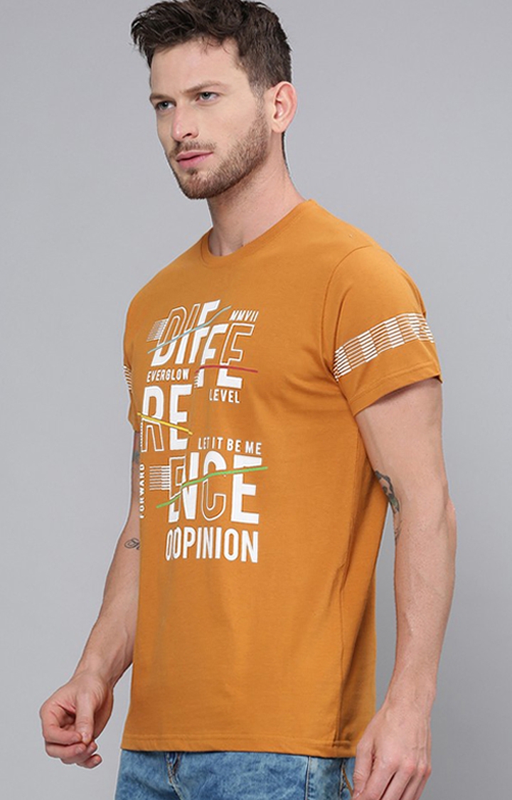 Difference of Opinion | Men's Yellow Cotton Typographic Printed Regular T-Shirt 2