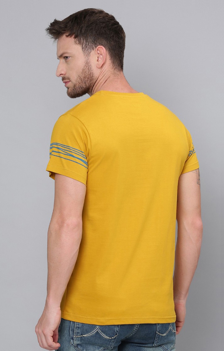 Difference of Opinion | Men's Yellow Cotton Typographic Printed Regular T-Shirt 3