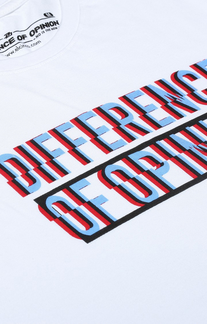 Difference of Opinion | Men's White Cotton Typographic Printed Regular T-Shirt 4