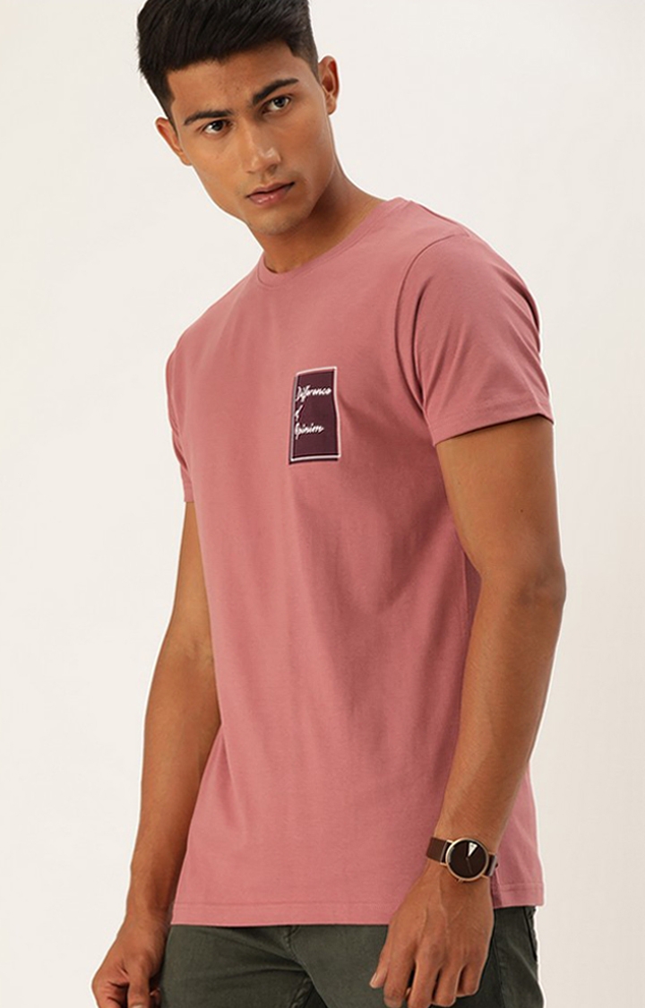 Difference of Opinion | Men's Pink Cotton Solid Regular T-Shirt