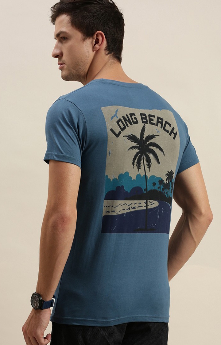Difference of Opinion | Men's Blue Cotton Printed Regular T-Shirt