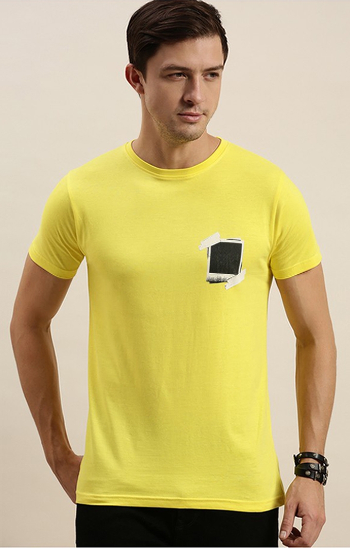 Difference of Opinion | Men's Yellow Cotton Solid Regular T-Shirt 0