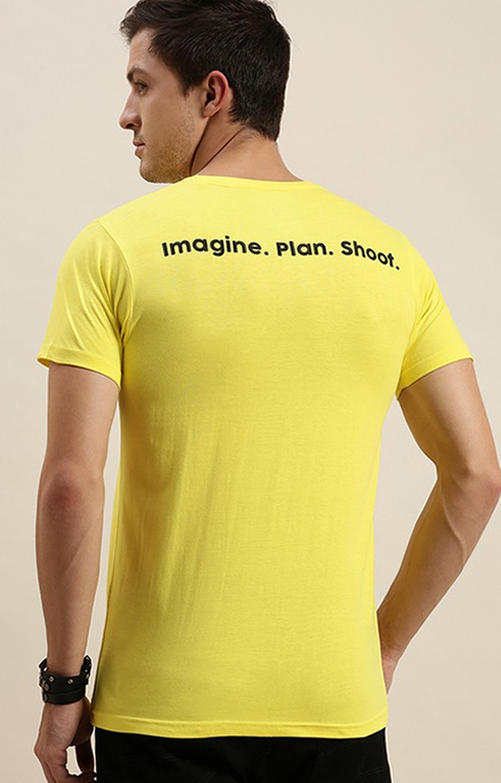 Difference of Opinion | Men's Yellow Cotton Solid Regular T-Shirt 3