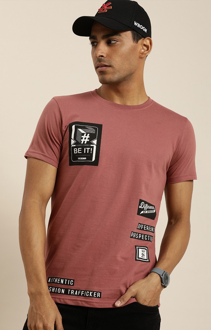 Difference of Opinion | Men's Pink Cotton Printed Regular T-Shirt