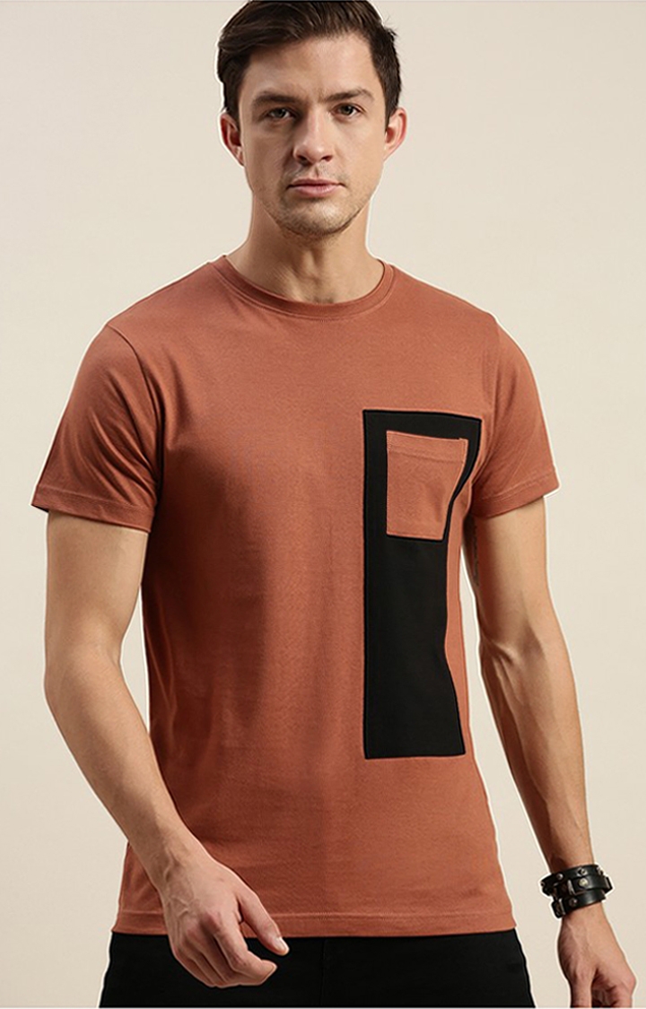 Difference of Opinion | Men's Brown Cotton Solid Regular T-Shirt
