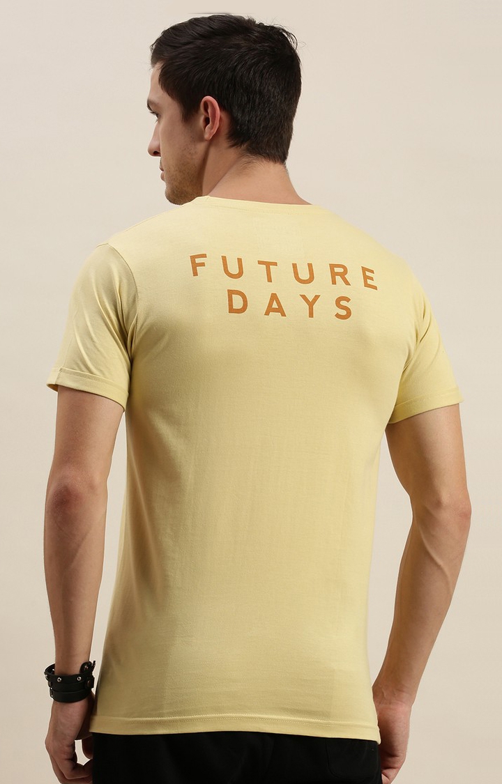 Difference of Opinion | Men's Yellow Cotton Colourblock Regular T-Shirt 3