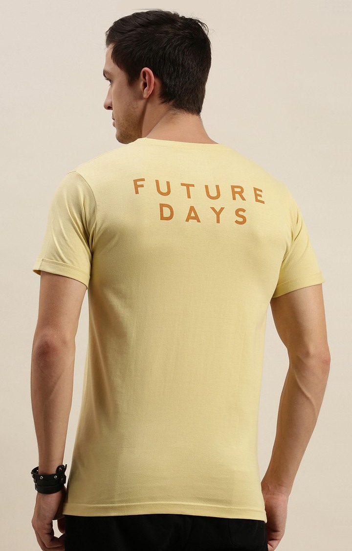 Men's Yellow Cotton Colourblock Regular T-Shirt