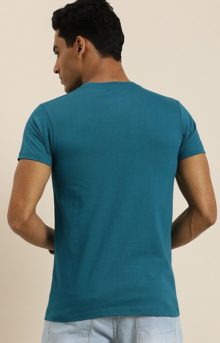 Men's Blue Cotton Solid Regular T-Shirt