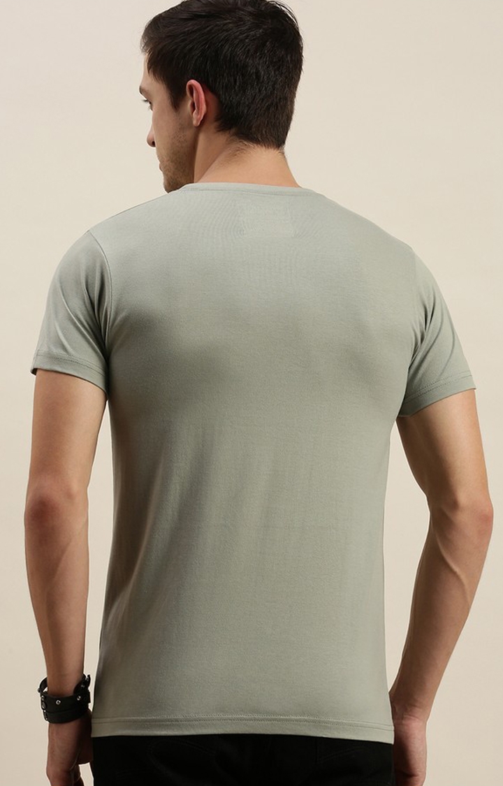 Difference of Opinion | Men's Grey Cotton Solid Regular T-Shirt 3