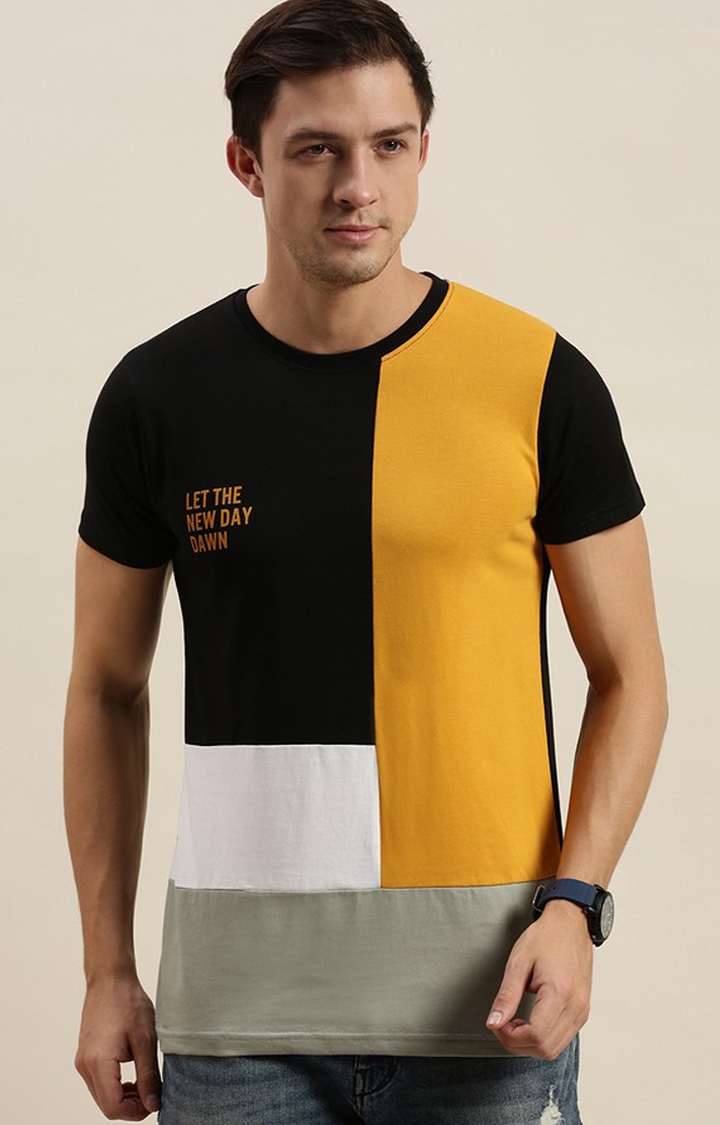 Men's Multi Cotton Colourblock Regular T-Shirt