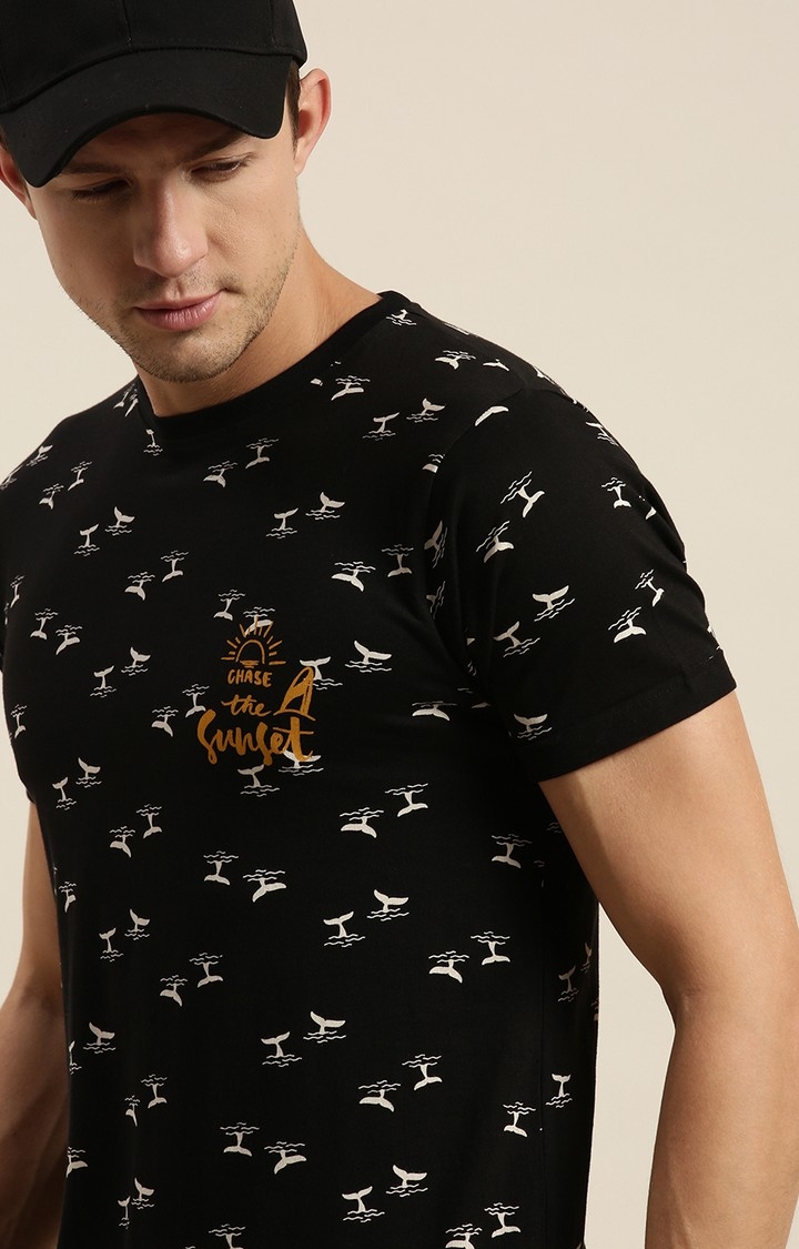 Difference of Opinion | Men's Black Cotton Printed Regular T-Shirt 4