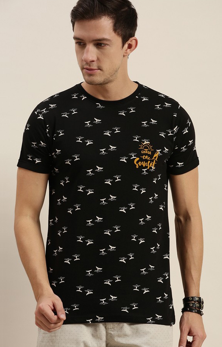 Difference of Opinion | Men's Black Cotton Printed Regular T-Shirt 0