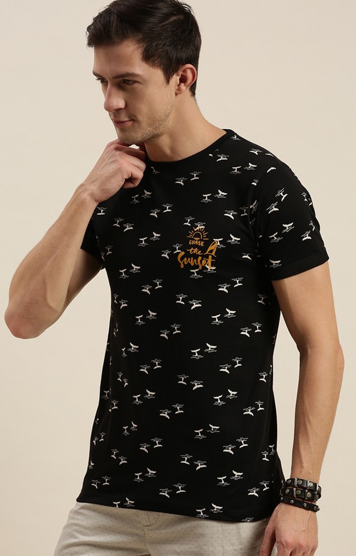Difference of Opinion | Men's Black Cotton Printed Regular T-Shirt 2
