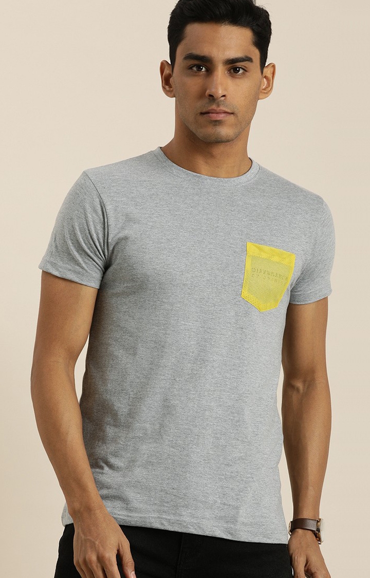 Difference of Opinion | Men's Grey Cotton Solid Regular T-Shirt