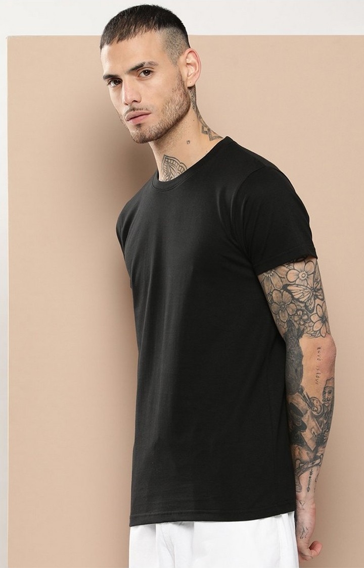 Men's  Black Plain T-Shirt