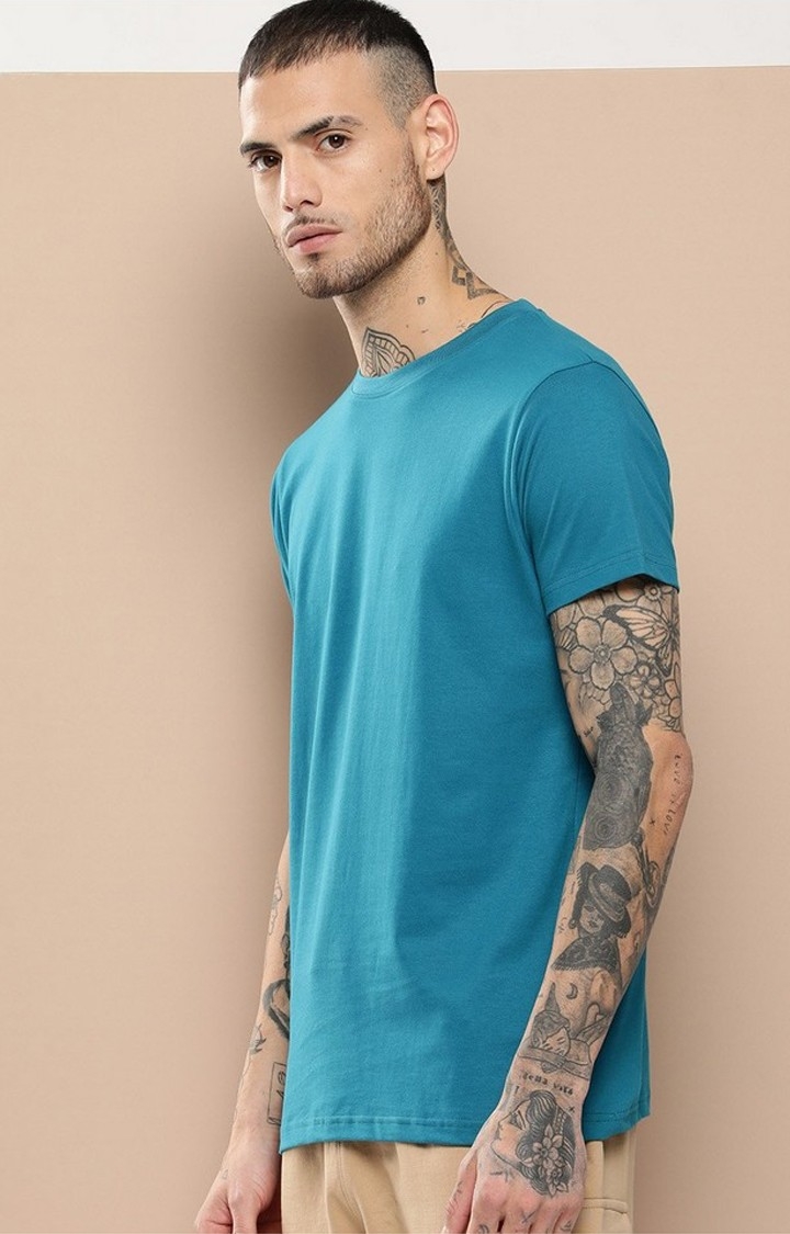 Men's  Blue Plain T-Shirt