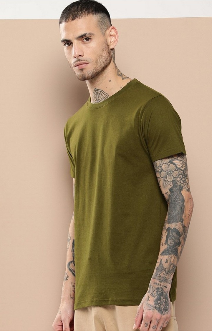 Difference Of Opinion Men's Olive Plain T-Shirt