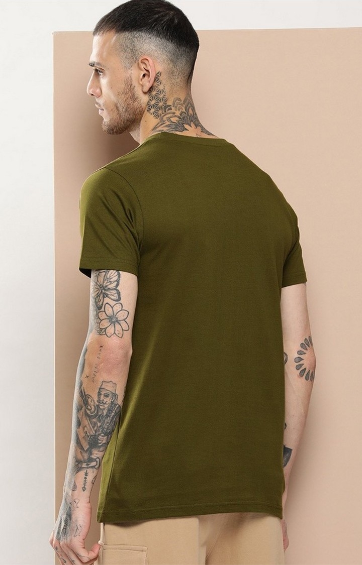 Men's  Olive Plain T-Shirt