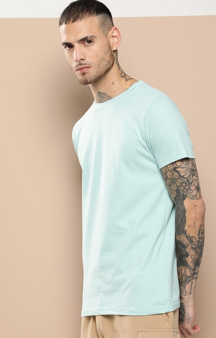 Men's  Light Blue Plain T-Shirt