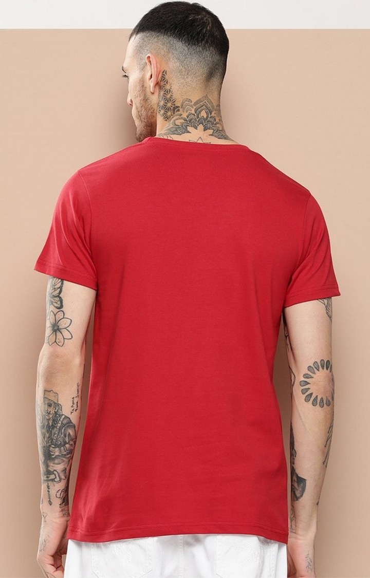 Men's  Red Plain T-Shirt