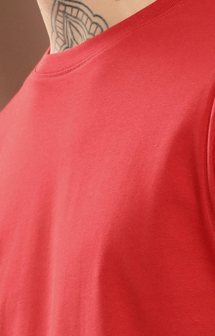 Men's  Red Plain T-Shirt
