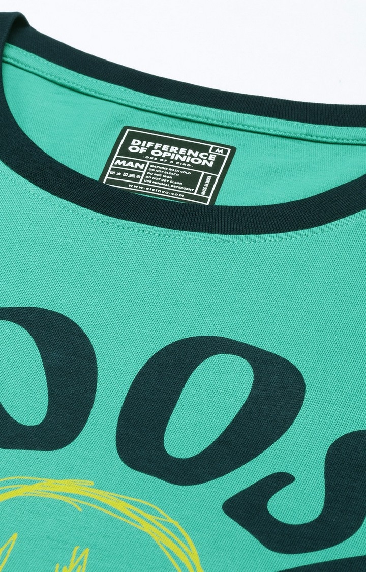 Men's Green Cotton Typographic Printed Sweatshirt