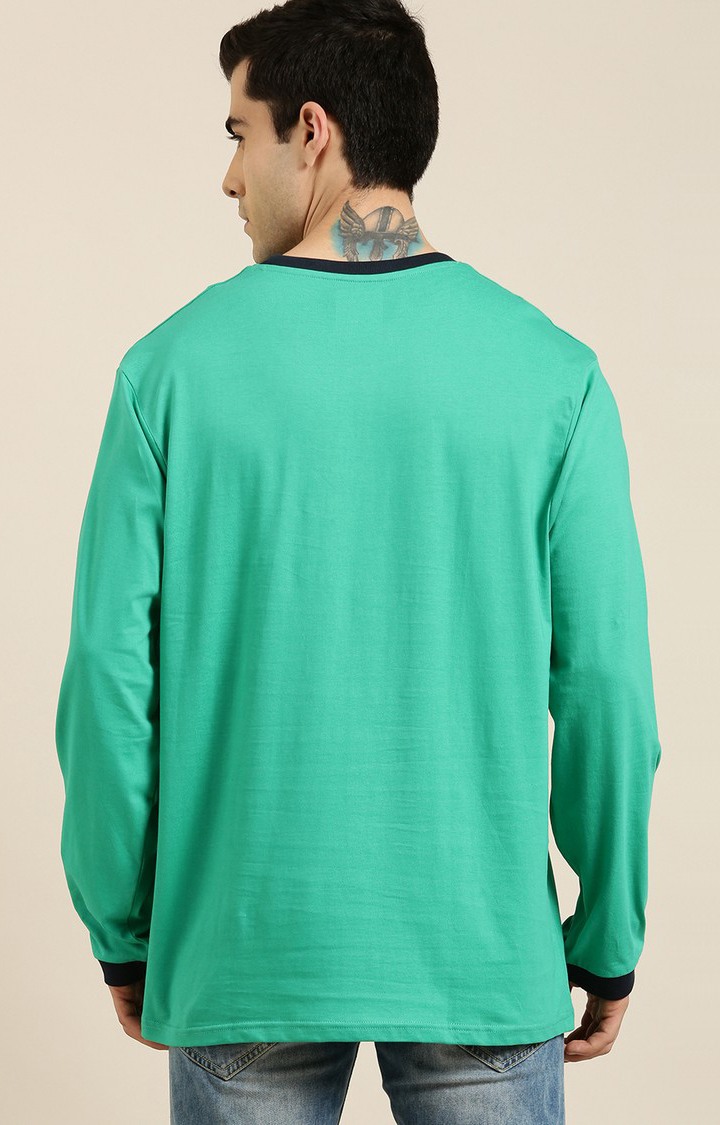 Men's Green Cotton Typographic Printed Sweatshirt