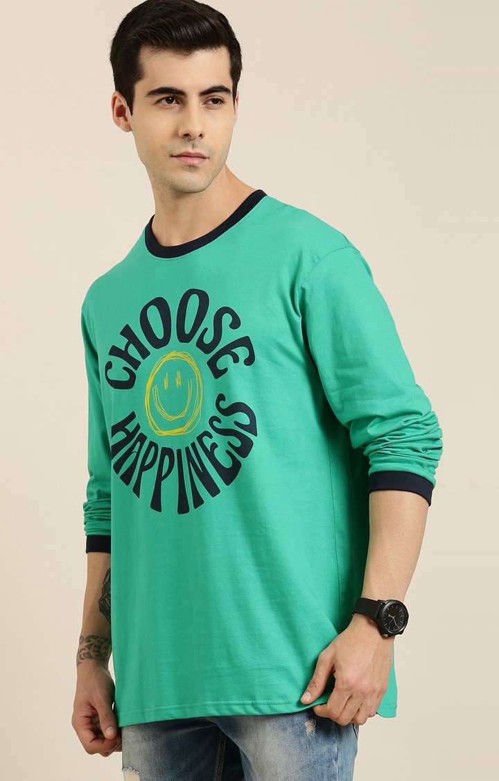 Difference of Opinion | Men's Green Cotton Typographic Printed Sweatshirt