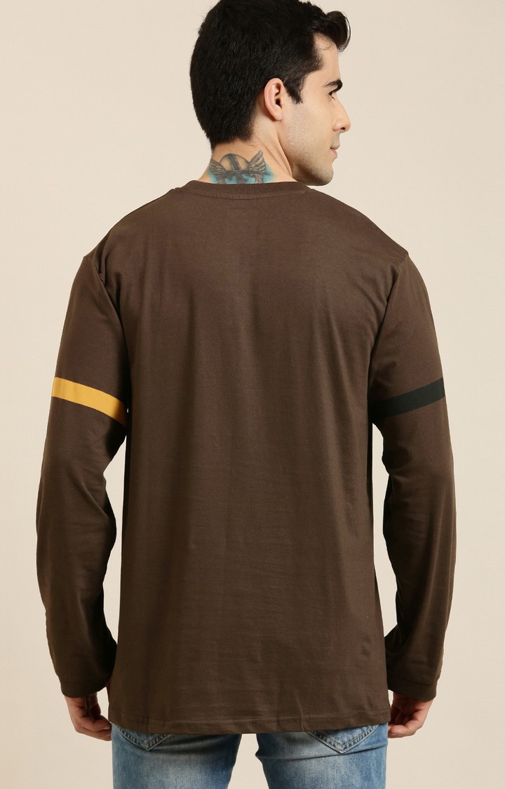 Difference of Opinion | Men's Brown Cotton Typographic Printed Sweatshirt 2