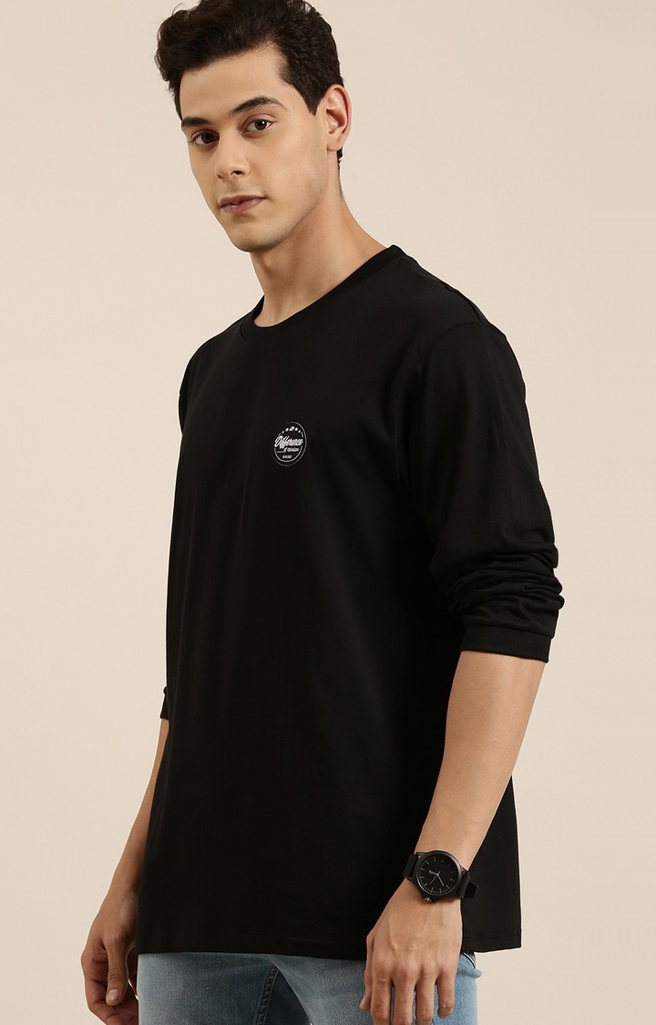 Men's Black Cotton Graphic Printed Sweatshirt