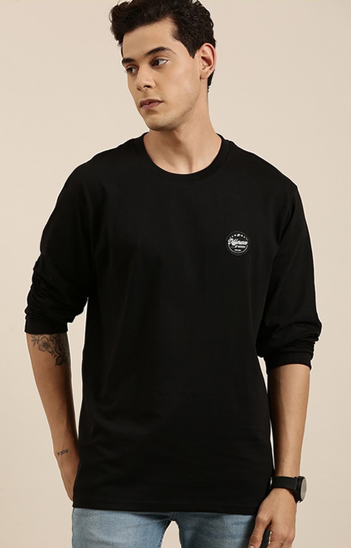 Men's Black Cotton Graphic Printed Sweatshirt