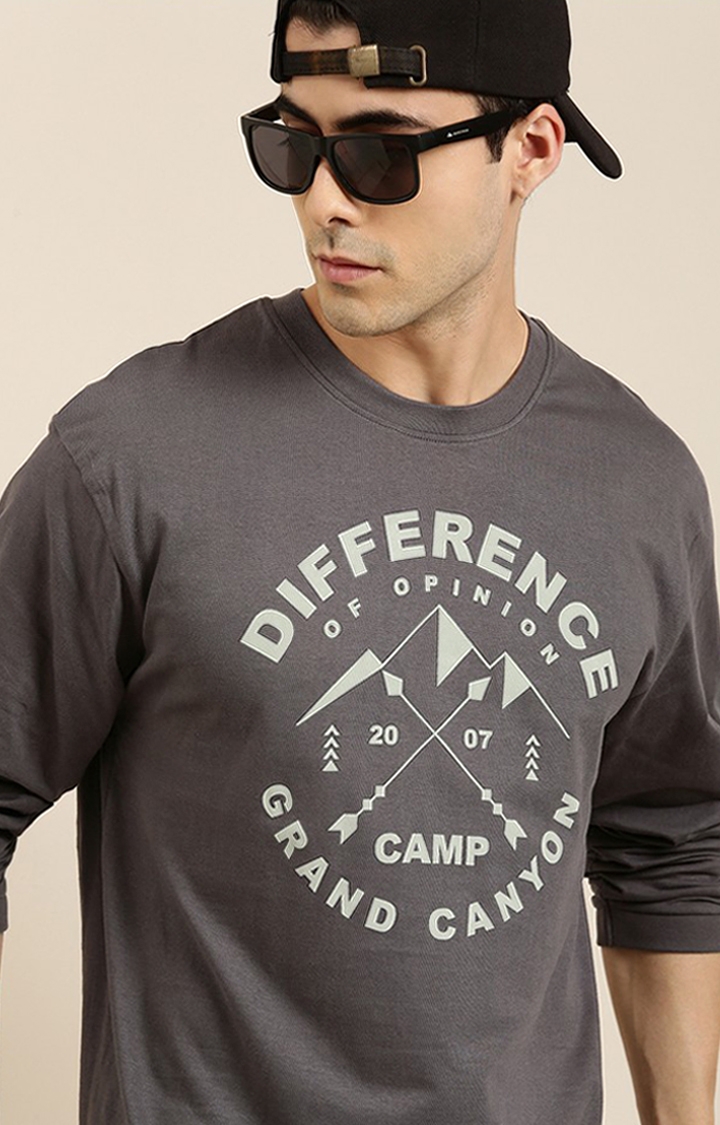 Difference of Opinion | Men's Grey Cotton Printed Sweatshirt 3