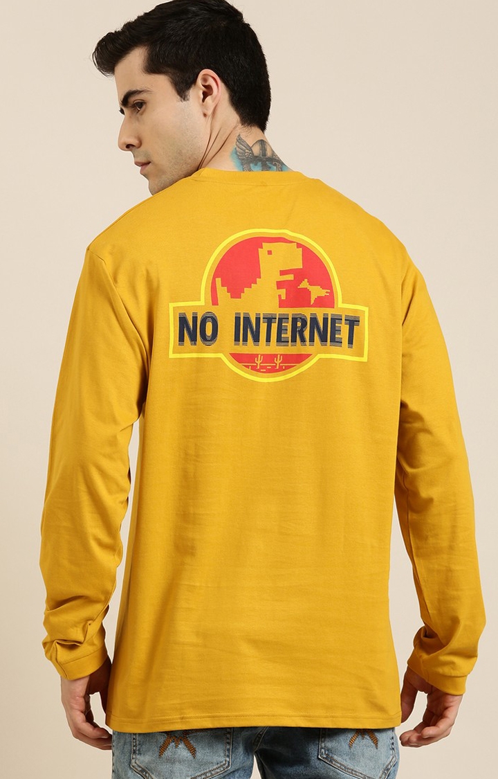 Men's Mustard Cotton Typographic Printed Sweatshirt