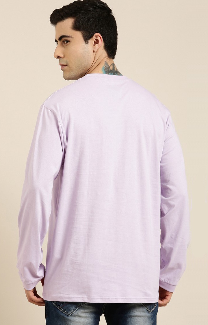 Men's Lavender Cotton Typographic Printed Sweatshirt