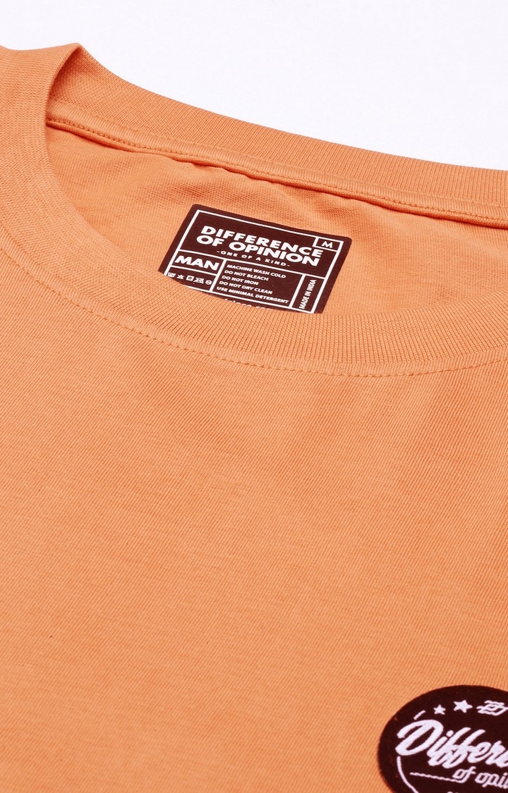 Difference of Opinion | Men's Orange Cotton Typographic Printed Sweatshirt 4