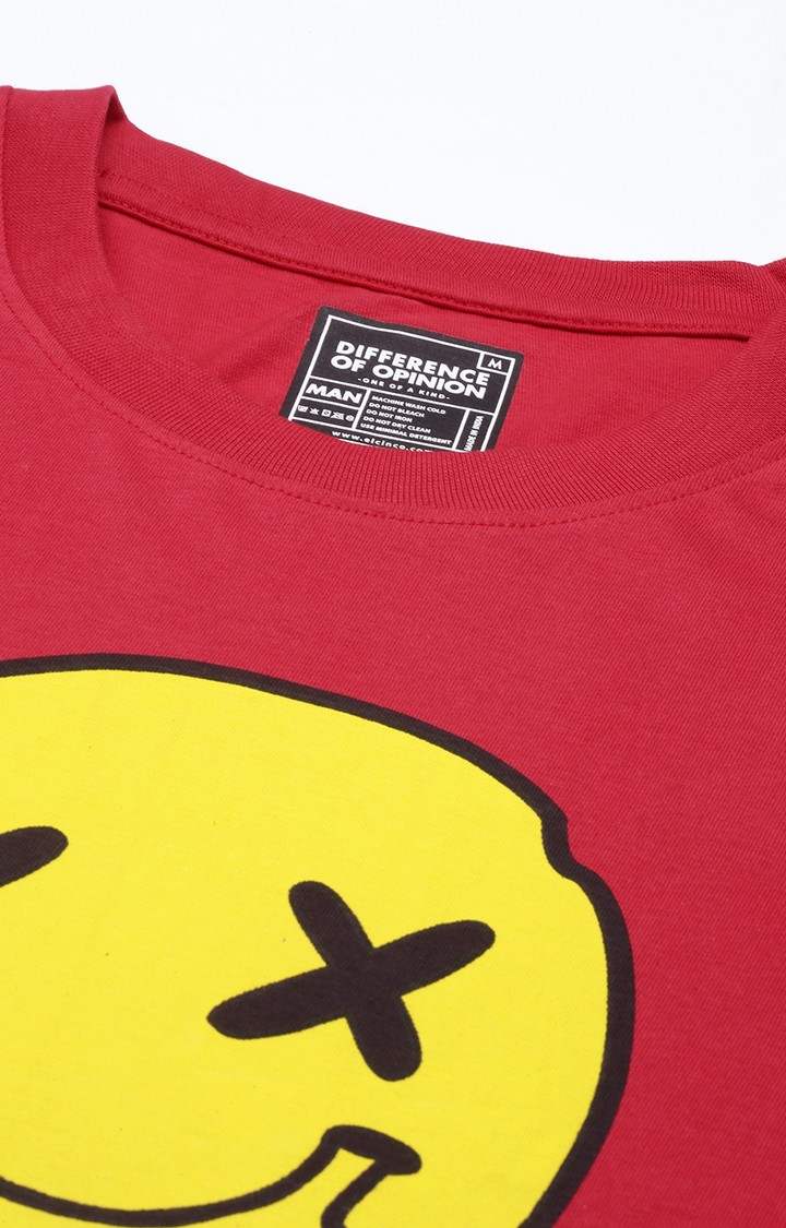 Men's Red Cotton Graphic Printed Sweatshirt