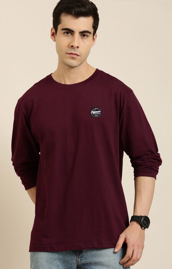 Difference of Opinion | Men's Maroon Cotton Typographic Printed Sweatshirt 1