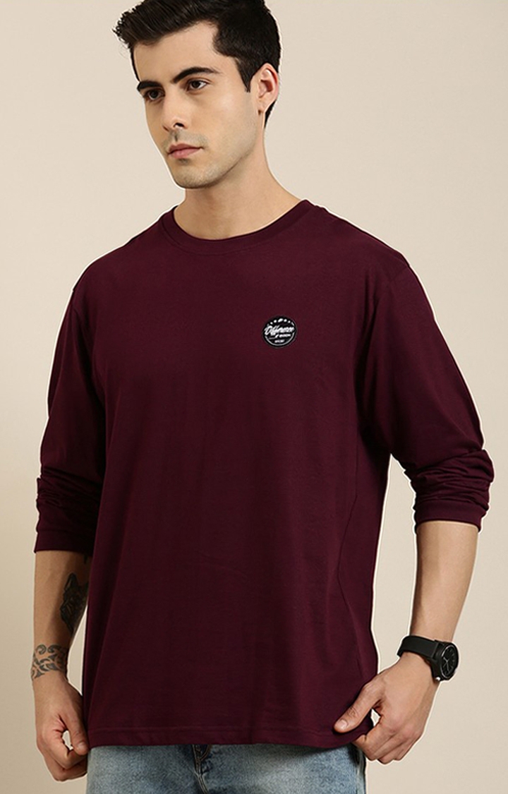 Difference of Opinion | Men's Maroon Cotton Typographic Printed Sweatshirt 3